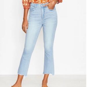 LOFT High Waist Kick Crop Jeans with Raw Hem Size 27 (Size 4)